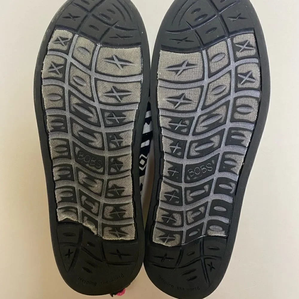 Skechers BOBS Black/White/Pink Slip Ons